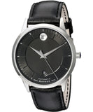 Movado 1881 Automatic Black Dial Black Leather Strap Watch for Men - 606873