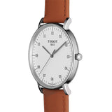 Tissot T Classic Everytime Jam Tangan Tali Kulit Coklat Dial Putih Besar Untuk Pria - T109.610.16.037.00
