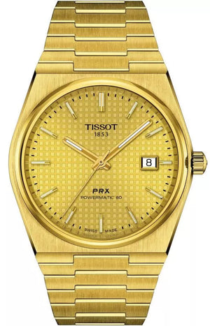 Tissot PRX Powermatic 80 Gold Dial Gold Steel Strap Watch for Men - T137.407.33.021.00