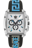 Versace Dominus Chronograph Silver Dial Black Rubber Strap Watch For Men - VE6H00123