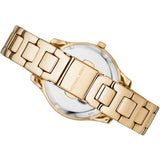 Michael Kors Liliane Mother of Pearl White Dial Gold Steel Strap Watch For Women - MK4555