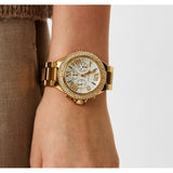 Michael Kors Camille Chronograph White Dial Gold Steel Strap Watch For Women - MK6994