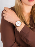 Tommy Hilfiger Jenna Quartz White Dial Rose Gold Steel Strap Watch for Women - 1782070
