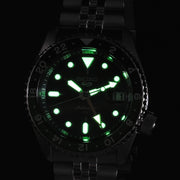 Seiko 5 Sports SKX GMT Automatic Green Dial Silver Steel Strap Watch For Men - SSK035K1