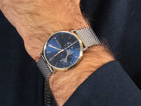 Tommy Hilfiger Brooklyn Quartz Blue Dial Silver Mesh Bracelet Watch for Men - 1791505