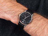 Emporio Armani Classic Quartz Black Dial Black Leather Strap Watch For Men - AR1692