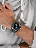 Fossil Bronson Chronograph Blue Dial Grey Steel Strap Watch for Men - FS5711