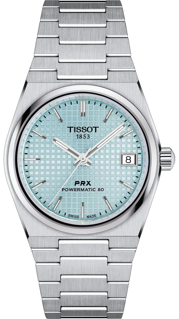 Tissot PRX Powermatic 80 Ice Blue Dial Silver Steel Strap Watch