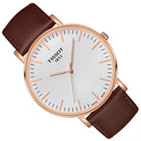 Tissot T Classic Everytime White Dial Brown Leather Strap Watch for Men - T109.610.36.031.00