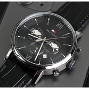 Tommy Hilfiger Evan Black Dial Black Leather Strap Watch for Men - 1710395