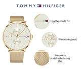 Tommy Hilfiger Jenna Quartz White Dial Gold Mesh Bracelet Watch For Women - 1781943