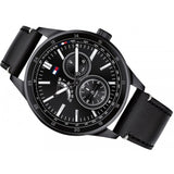 Tommy Hilfiger Austin Black Dial Black Leather Strap Watch for Men - 1791638