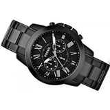 Fossil Grant Chronograph Black Dial Black Steel Strap Watch for Men - FS4832