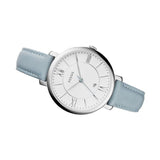 Fossil Jacqueline White Dial Light Blue Leather Strap Watch for Women - ES3821