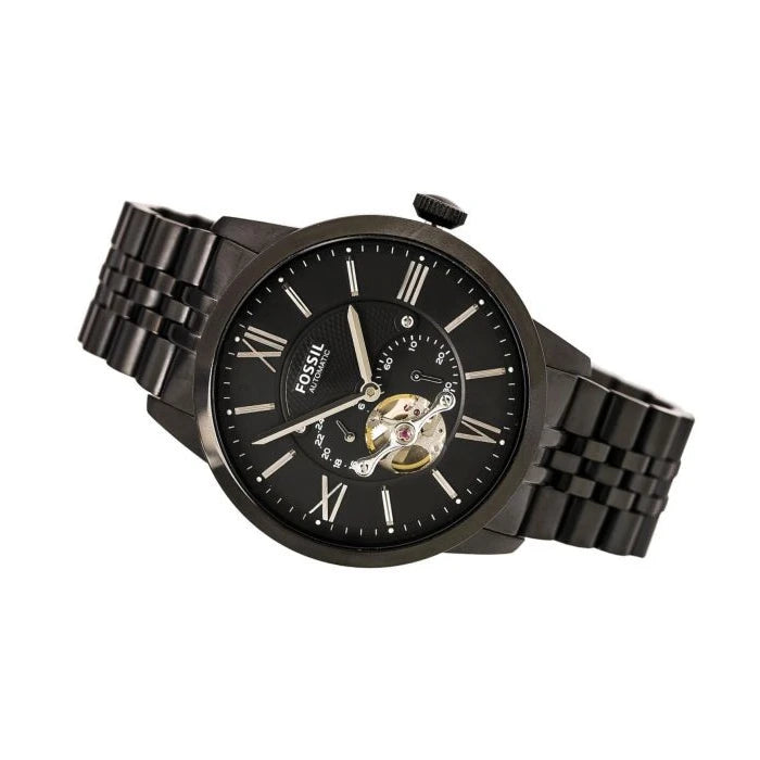 Fossil Townsman Multi Function Mechanical Black Dial Black Steel