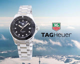 Jam Tangan Tag Heuer Aquaracer Quartz Dial Hitam dengan Tali Baja Perak untuk Wanita - WAY131M.BA0748