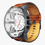 Diesel Mr. Daddy 2.0 Chronograph Silver Dial Brown Leather Strap Watch For Men - DZ7394