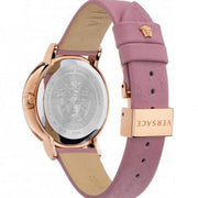 Versace Virtus Quartz Grey Dial Pink Leather Strap Watch for Women - VEHC00319