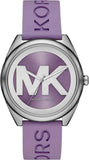 Michael Kors Janelle Three Hand Purple Dial Purple Rubber Strap Watch For Women - MK7143