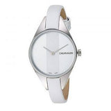 Calvin Klein Rebel White Dial White Leather Strap Watch for Women - K8P231L6