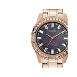 Guess Sparkler Diamonds Black Dial Rose Gold Steel Strap Watch for Women - GW0111L3