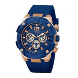 Guess Navigator Chronograph Blue Dial Blue Rubber Strap Watch for Men - GW0264G4