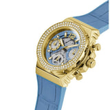 Guess Fusion Chronograph Blue Dial Blue Leather Strap Watch For Women - GW0553L3