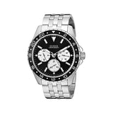 Guess Odyssey Black Dial Silver Steel Strap Watch For Men - W1107G1