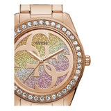 Guess G Twist Diamonds Rose Gold Dial Rose Gold Steel Strap Watch For Women - W1201L3