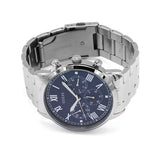 Guess Hendrix Chronograph Blue Dial Silver Steel Strap Watch for Men - W1309G1