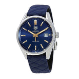 Jam Tangan Tag Heuer Carrera Quartz dengan Dial Biru dan Tali Kulit Anak Sapi Biru untuk Wanita - WAR1112.FC6391