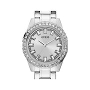 Guess Sparkler Diamonds Silver Dial Silver Steel Strap Watch for Women - GW0111L1