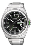 Citizen Eco Drive Urban Black Dial Silver Stainless Steel Watch For Men - AW0020-59EB