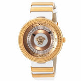 Versace V Metal Icon Gold Dial White & Gold Strap Watch for Women - VLC040014