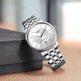 Tissot T Classic Carson Premium Powermatic 80 White Dial Silver Steel Strap Watch For Men - T122.407.11.031.00