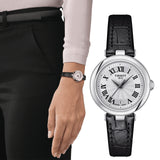 Tissot Bellissima Small Lady Silver Dial Black Leather Strap Watch For Women - T126.010.16.013.00