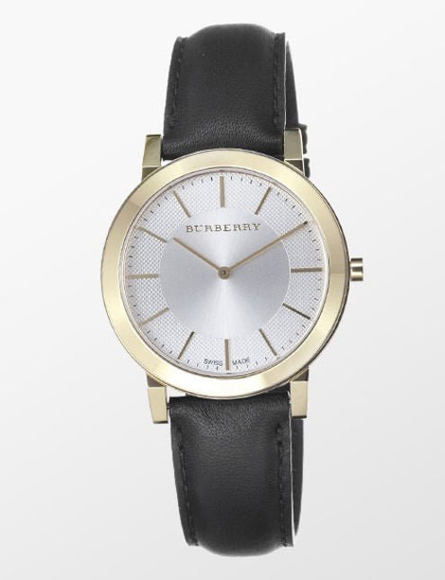 Burberry Gold Tone Dial Black Leather Strap Watch for Men - BU2353