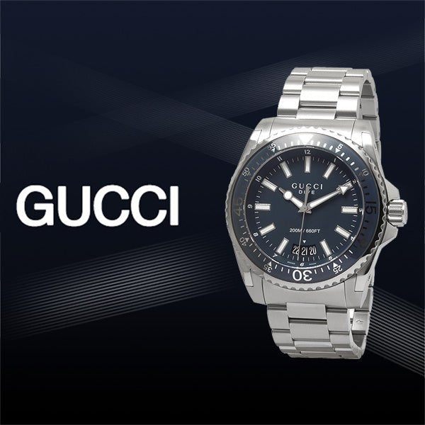 Gucci Dive Blue Dial Silver Steel Strap Watch For Men - YA136203