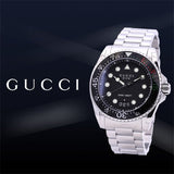 Gucci Dive Analog Black Dial Silver Steel Strap Watch For Men - YA136208