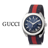 Gucci GG2570 Quartz Blue Dial Blue & Red Nylon Strap Watch For Men - YA142304