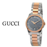 Gucci G Timeless Grey Dial Two Tone Steel Strap Watch For Women - YA126527