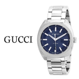 Gucci GG2570 Blue Dial Silver Steel Strap Watch For Men - YA142303