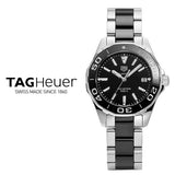 Tag Heuer Aquaracer Quartz 35mm Black Dial Two Tone Steel Strap Watch for Men - WAY131A.BA0913