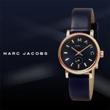 Marc Jacobs Baker Black Dial Black Leather Strap Watch for Women - MBM1331