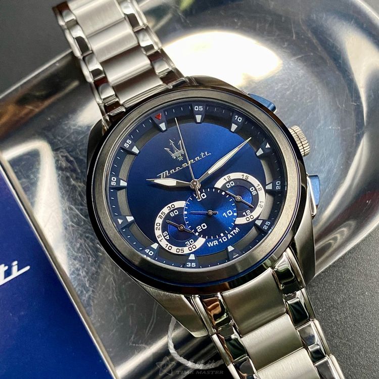 Watch Traguardo Steel For Men 45mm Watch Maserati Stainless Dial Blue Chronograph for Men