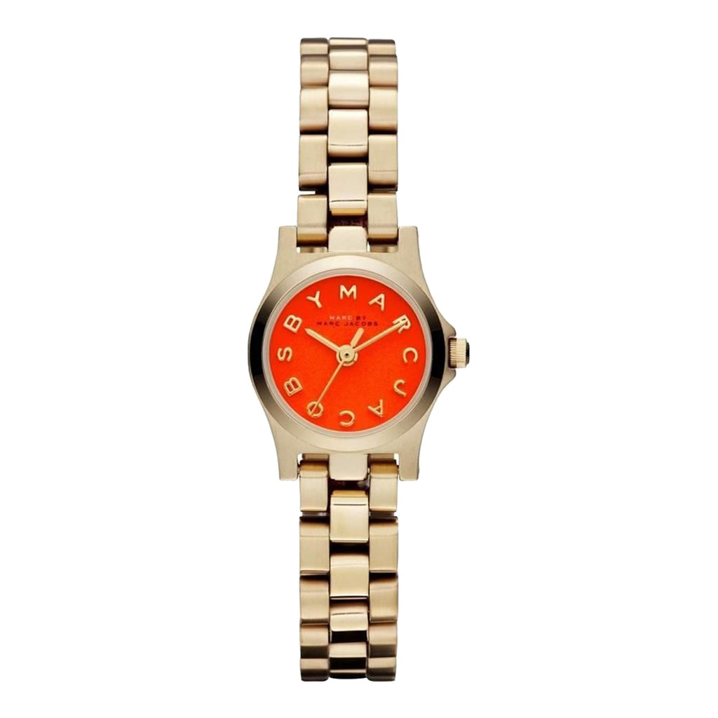Marc Jacobs Henry Dinky Orange Dial Gold Stainless Steel Strap 