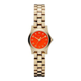 Marc Jacobs Henry Dinky Orange Dial Gold Stainless Steel Strap Watch for Women - MBM3202