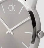 Calvin Klein City Grey Dial Black Leather Strap Watch For Men - K2G21107