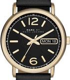 Marc Jacobs Fergus Black Dial Black Leather Strap Watch for Women - MBM8651