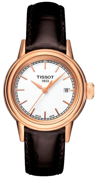 Tissot Carson Lady Steel Quartz Brown Leather Strap Watch For Women